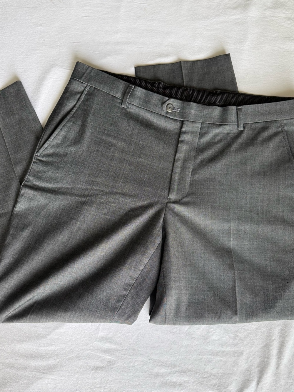Jos A Bank Slim Fit Traveler Tech Dress Pants 38x28 Hemmed Dark Grey Wool Blend